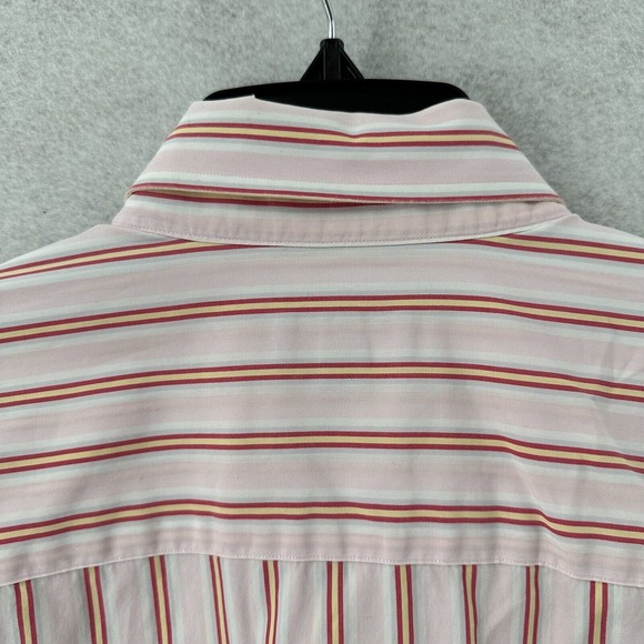 Paul Frederick Dress Shirt Mens Size MEDIUM Pink Yellow Button Up Striped - Picture 6 of 14
